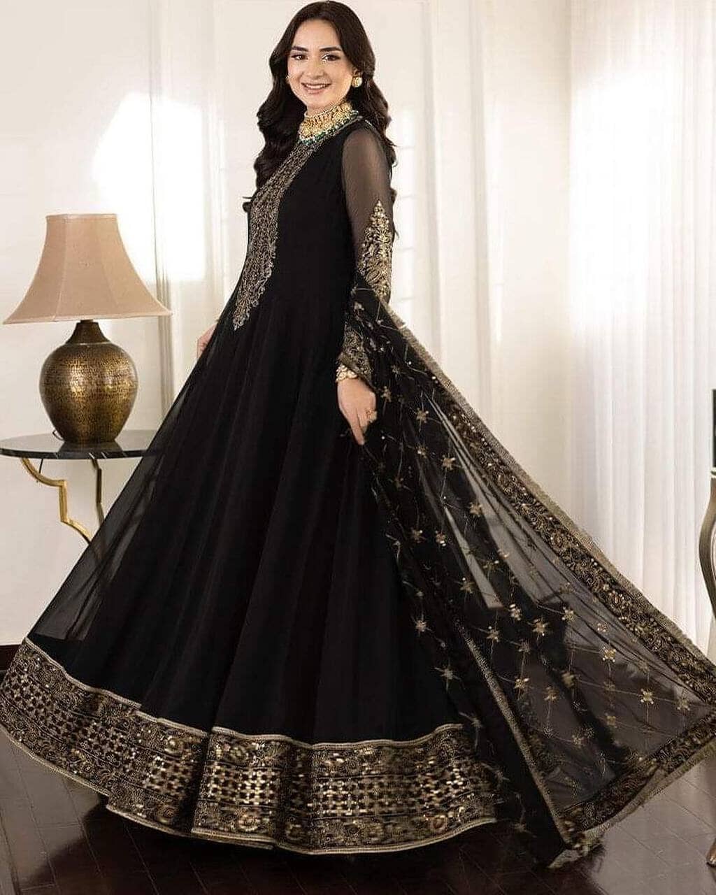 Black gown with outlet dupatta