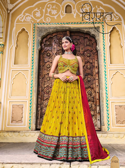 1103 Titliya Heavy Pure Chinon Embroidered Ready to wear Lehenga Choli 3pc Lehenga's Shopin Di Apparels 