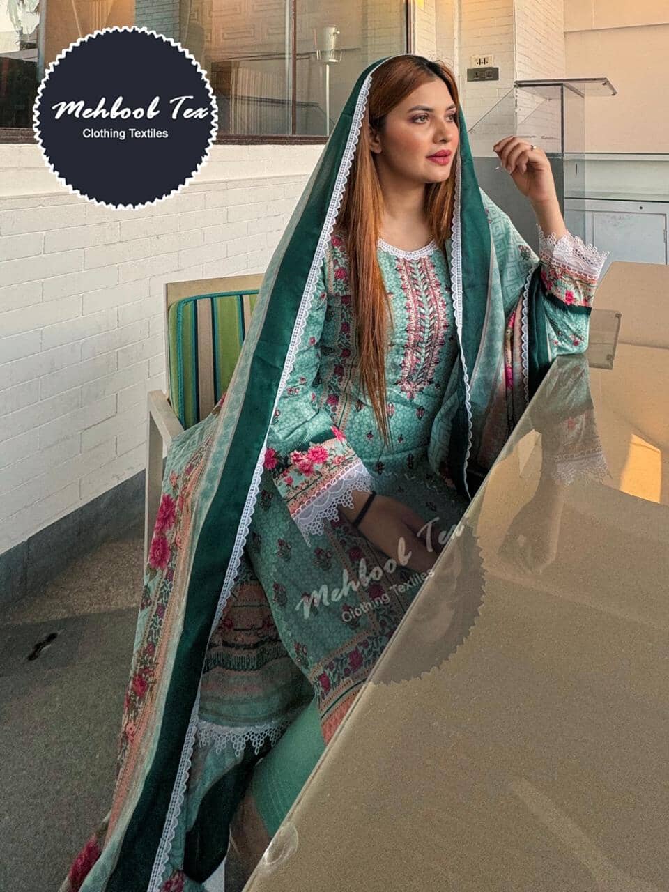 1318 A Designer Embroidered and Printed Semi Lawn Cotton Pakistani Suit Designer Suits Shopin Di Apparels 