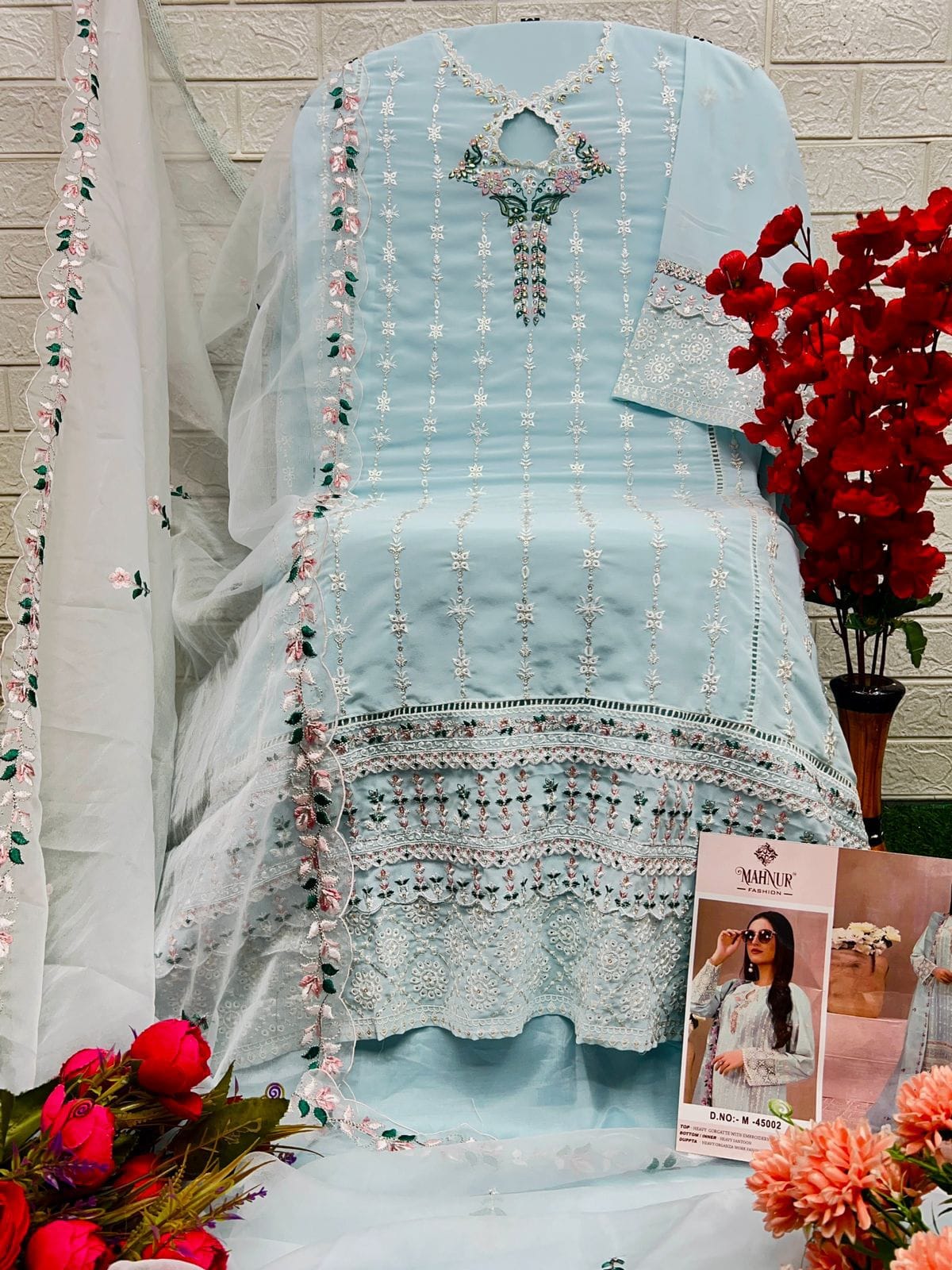 45002 Heavy Georgette Embroidered Diamond work Designer Pakistani Suit Designer Suits Shopin Di Apparels 
