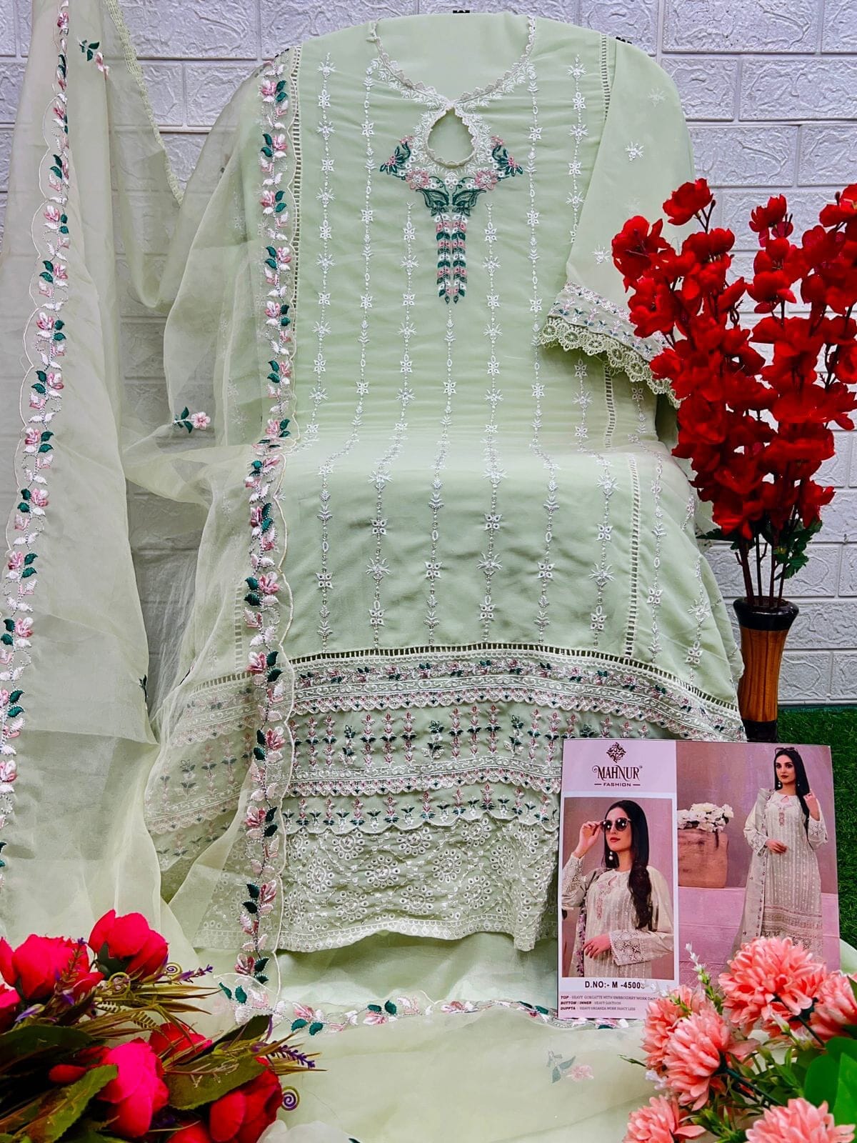 45003 Heavy Georgette Embroidered Diamond work Designer Pakistani Suit Designer Suits Shopin Di Apparels 