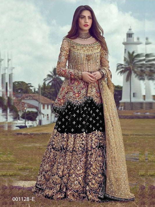 Black Heavy Net Stone Work Fancy Embroidered Lehenga Suit Designer Suit Shopin Di Apparels 