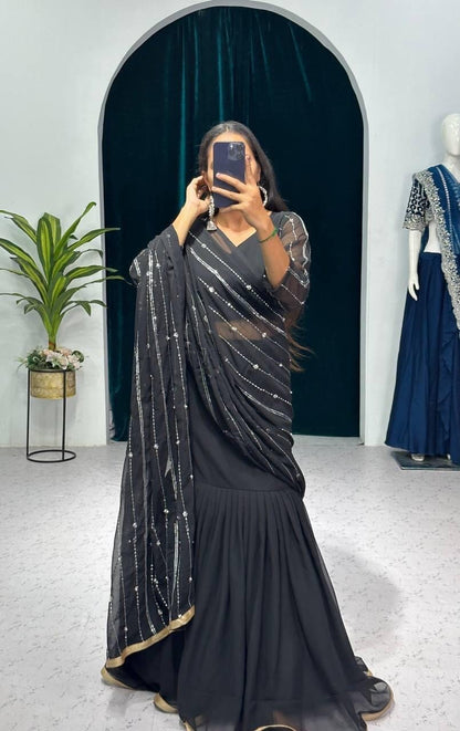 Black Ready to Wear Lehenga Saree Ready to Wear Saree Shopin Di Apparels 