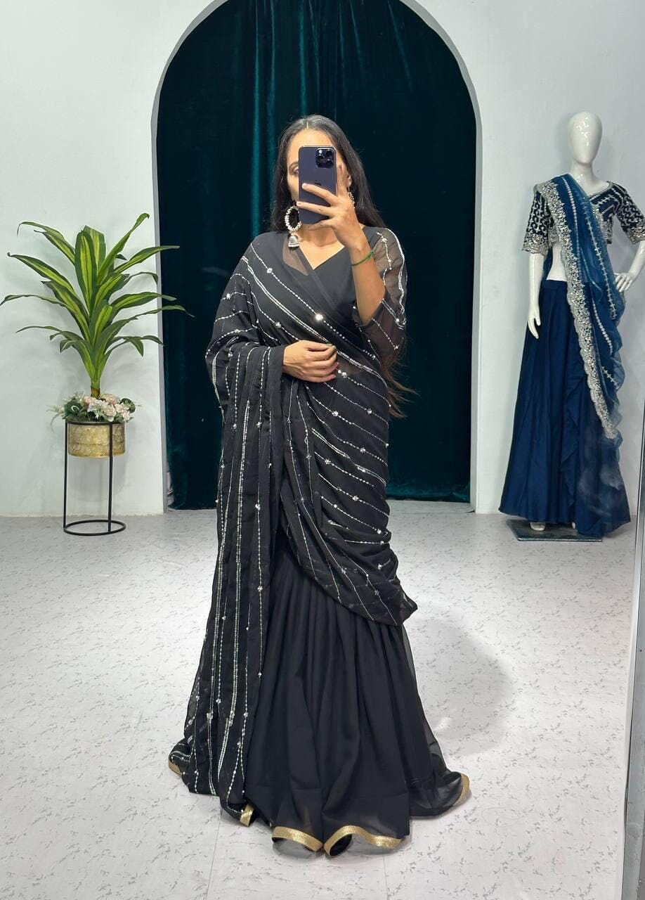 Black Ready to Wear Lehenga Saree Ready to Wear Saree Shopin Di Apparels 