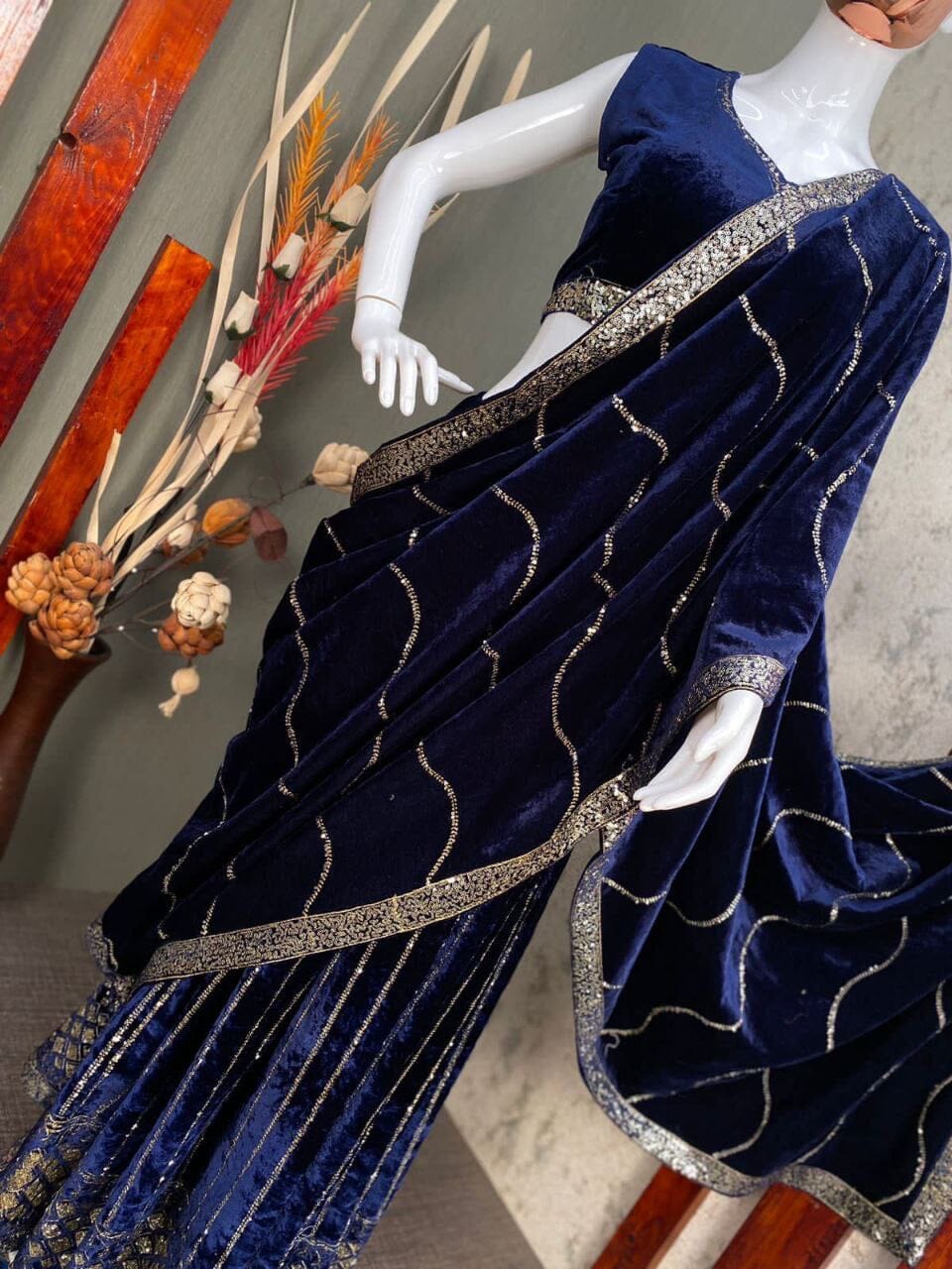 Black Fancy Jacquard Lehenga Style Saree - Sarees Designer Collection