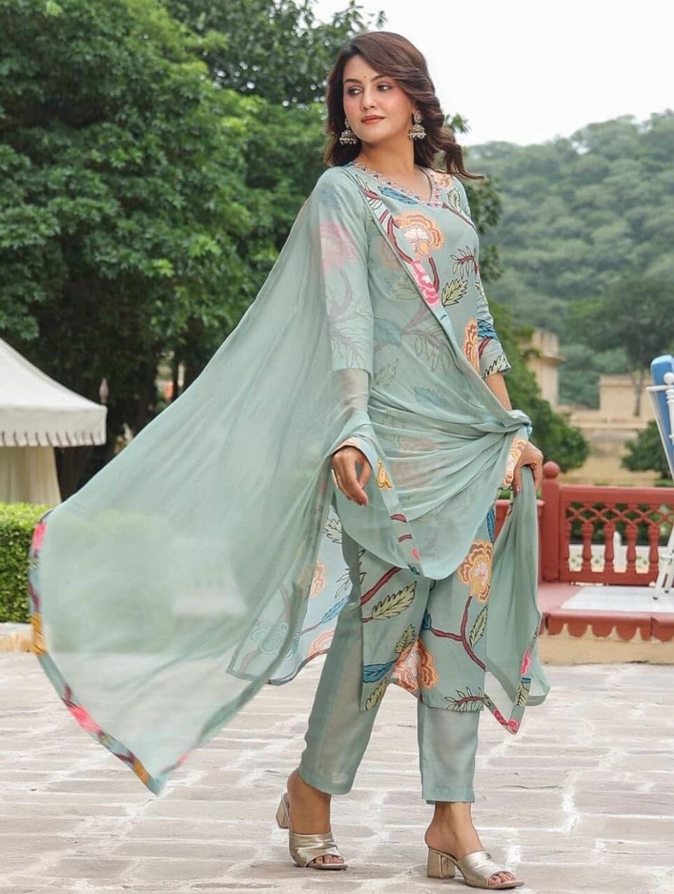 Cotton Blend With Neck Embroidery Kurti with Dupatta and Bottom Kurti with Dupatta and Bottom Shopin Di Apparels 