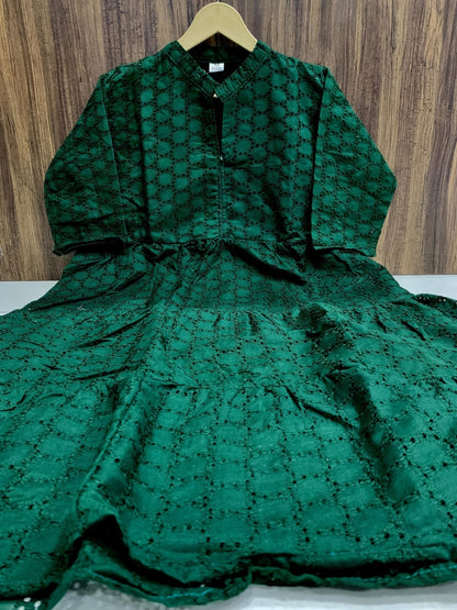 Dark Green Hakoba maxi Dress Kurti Kurti Shopin Di Apparels 