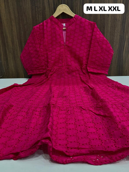 (Dark) Pink Hakoba maxi Dress Kurti Kurti Shopin Di Apparels 