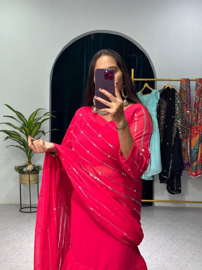 Dark Pink Ready to Wear Lehenga Saree Ready to Wear Saree Shopin Di Apparels 