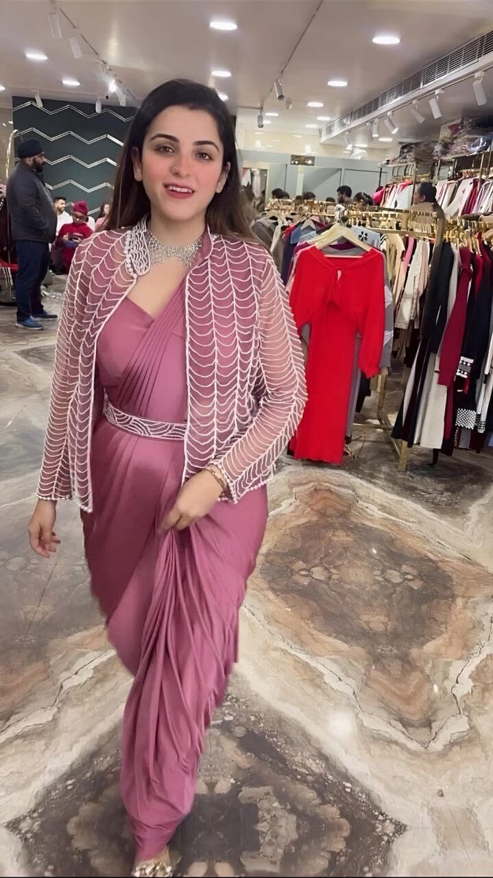 Dusty Pink Super Hit Ready To Wear Saree With Jacket Saree Ready to Wear Saree Shopin Di Apparels 