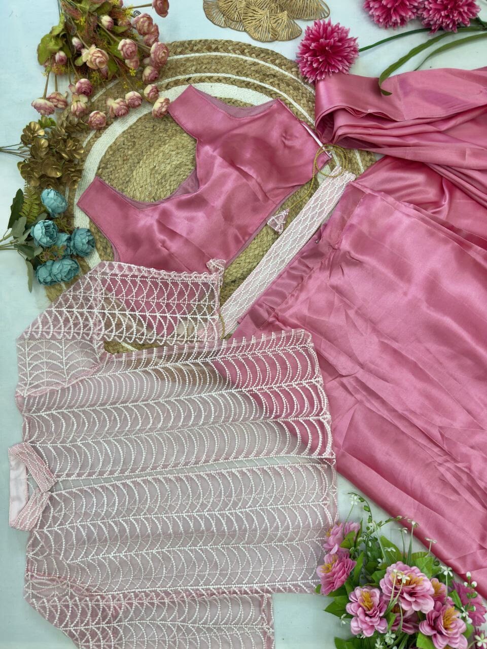 Dusty Pink Super Hit Ready To Wear Saree With Jacket Saree Ready to Wear Saree Shopin Di Apparels 