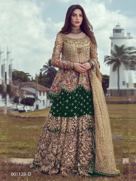 Green Heavy Net Stone Work Fancy Embroidered Lehenga Suit Designer Suit Shopin Di Apparels 