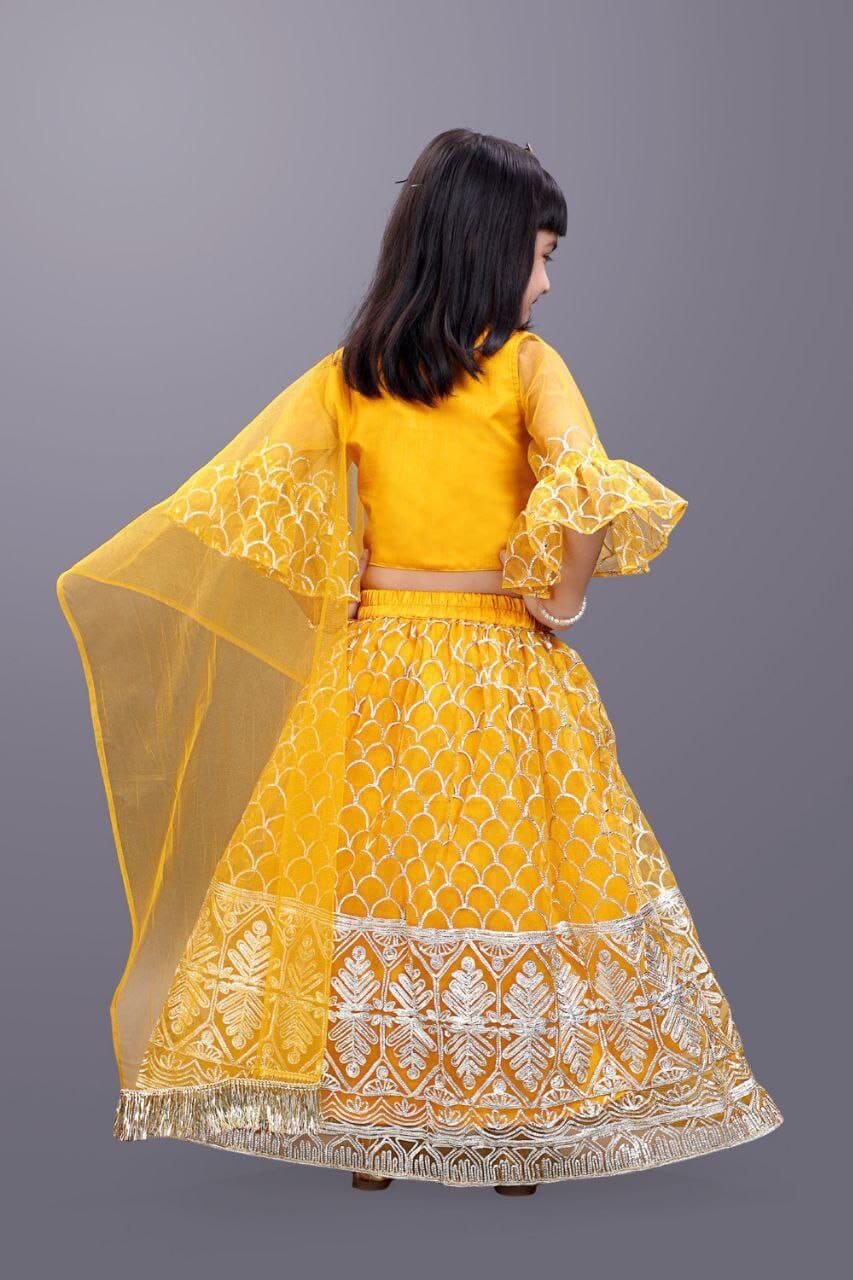 Kids Readymade Yellow Embroidery Lehenga Choli Kid's Lehenga Shopin Di Apparels 