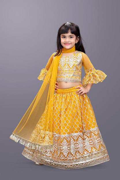 Kids Readymade Yellow Embroidery Lehenga Choli Kid's Lehenga Shopin Di Apparels 