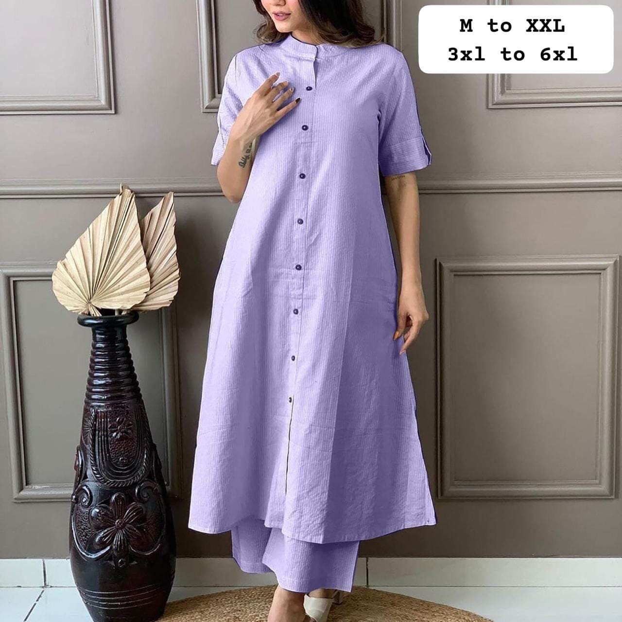 Lavender Co-Ord Set A Line Kurti with plazzo Kurti with plazzo Shopin Di Apparels 