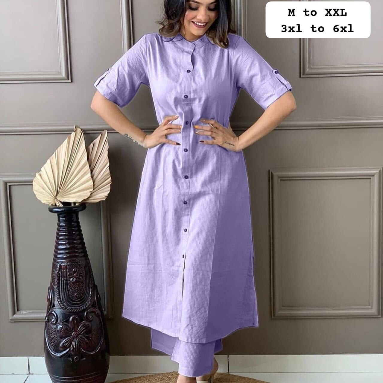 Lavender Co-Ord Set A Line Kurti with plazzo Kurti with plazzo Shopin Di Apparels 