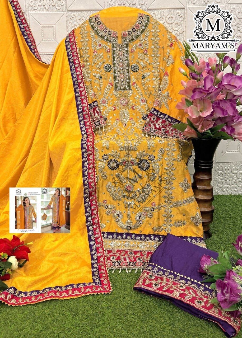 Mango Yellow Chinnon Silk Jari Sequence & Coding Embroidered Designer Pakistani Plazzo Suit Designer Suits Shopin Di Apparels 