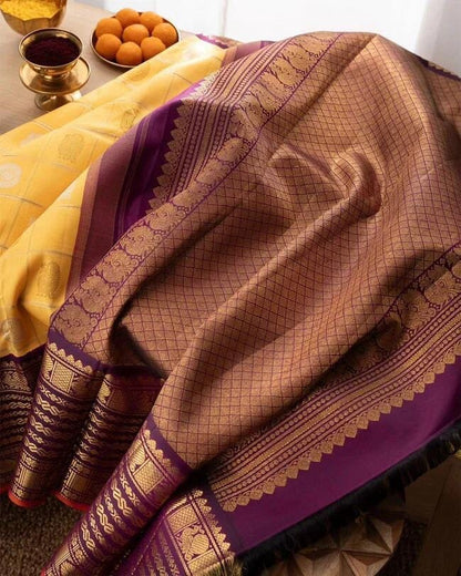 Mango Yellow Lichi Silk Banarasi Saree Silk Saree Shopin Di Apparels 