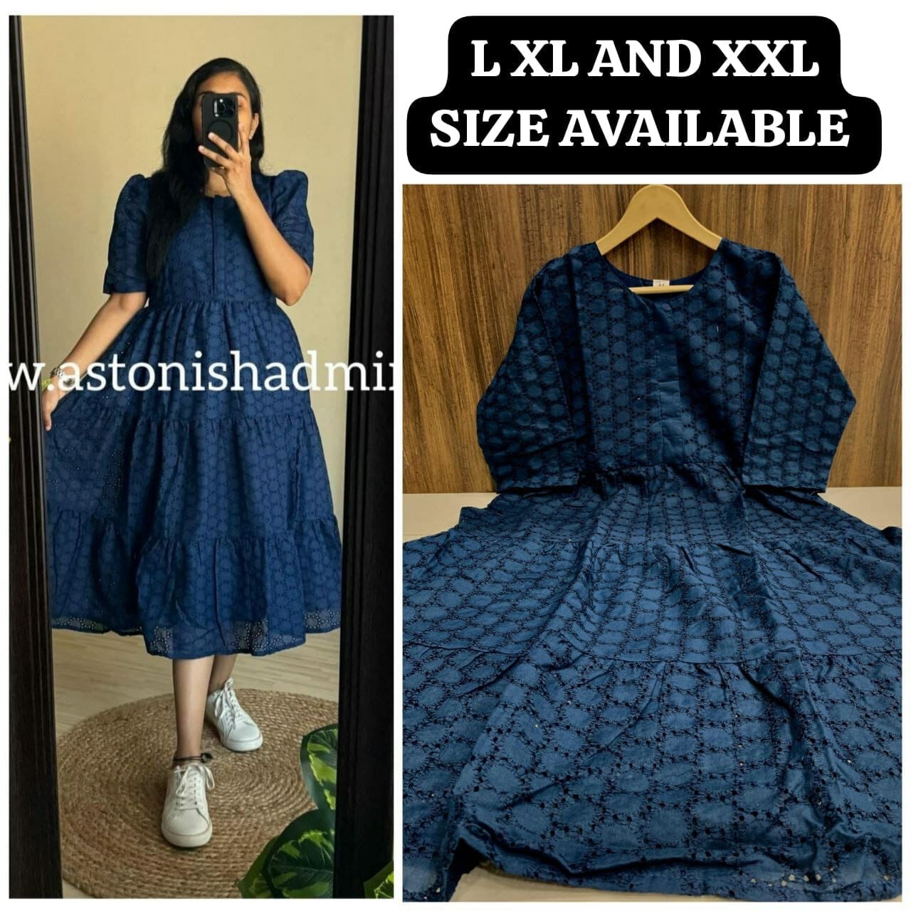 Navy Blue Hakoba maxi Dress Kurti Kurti Shopin Di Apparels 