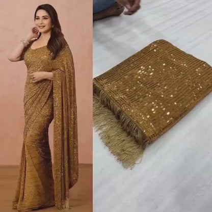 New Bollywood MADHURI DIXIT BlockBuster Sequins Designer Saree