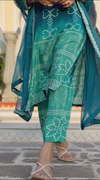 Blue Soft Chinon Silk Embroidered Designer Readymade Suit