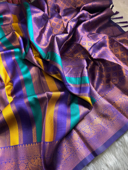 Purple Soft Banarasi Grand Rich Pallu with Brocade Blouse Banarasi Saree Shopin Di Apparels 