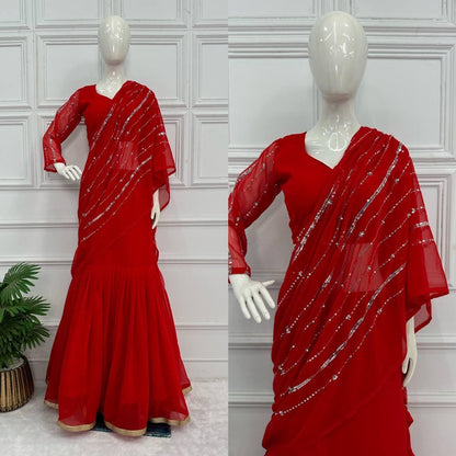 Red Ready to Wear Lehenga Saree Ready to Wear Saree Shopin Di Apparels 