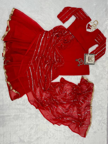 Red Ready to Wear Lehenga Saree Ready to Wear Saree Shopin Di Apparels 