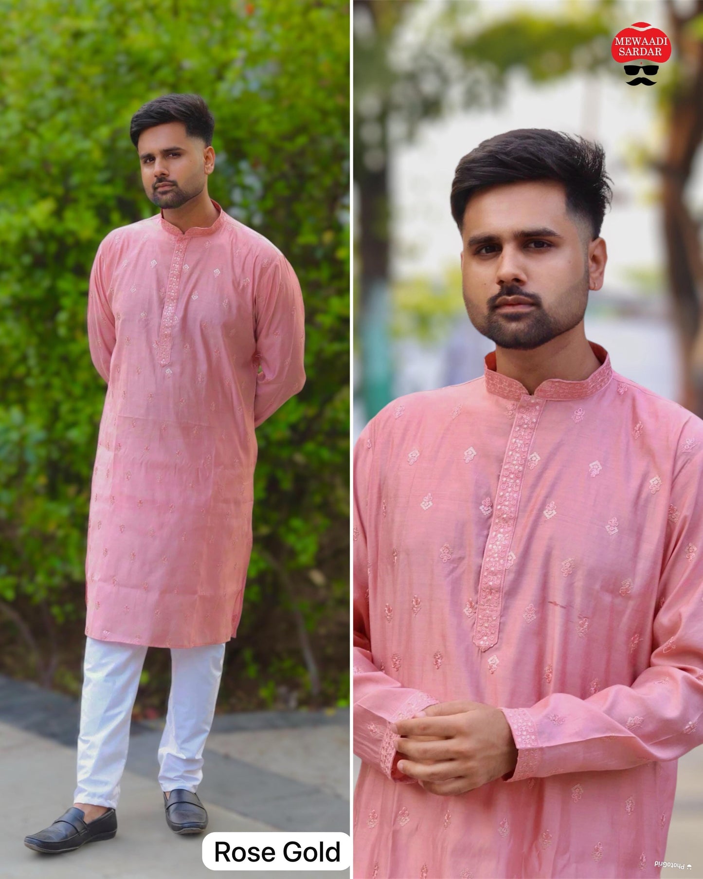 Rose Gold Men’s Kurta with Pajama Set Men’s Shirt Shopin Di Apparels 