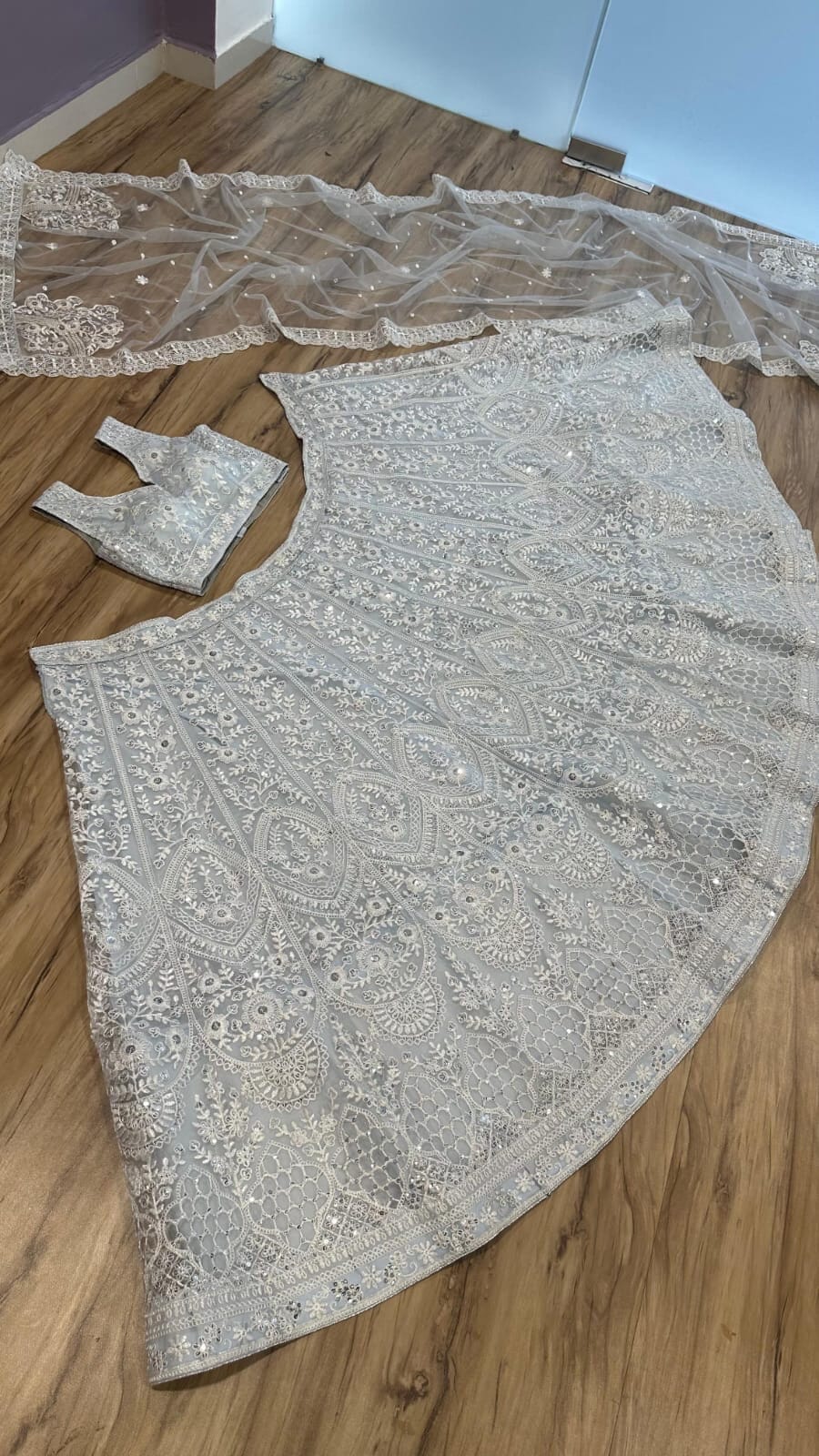 Silver Heavy sequins & thread work 3pc Lehenga Suit 3pc Lehenga's Shopin Di Apparels 