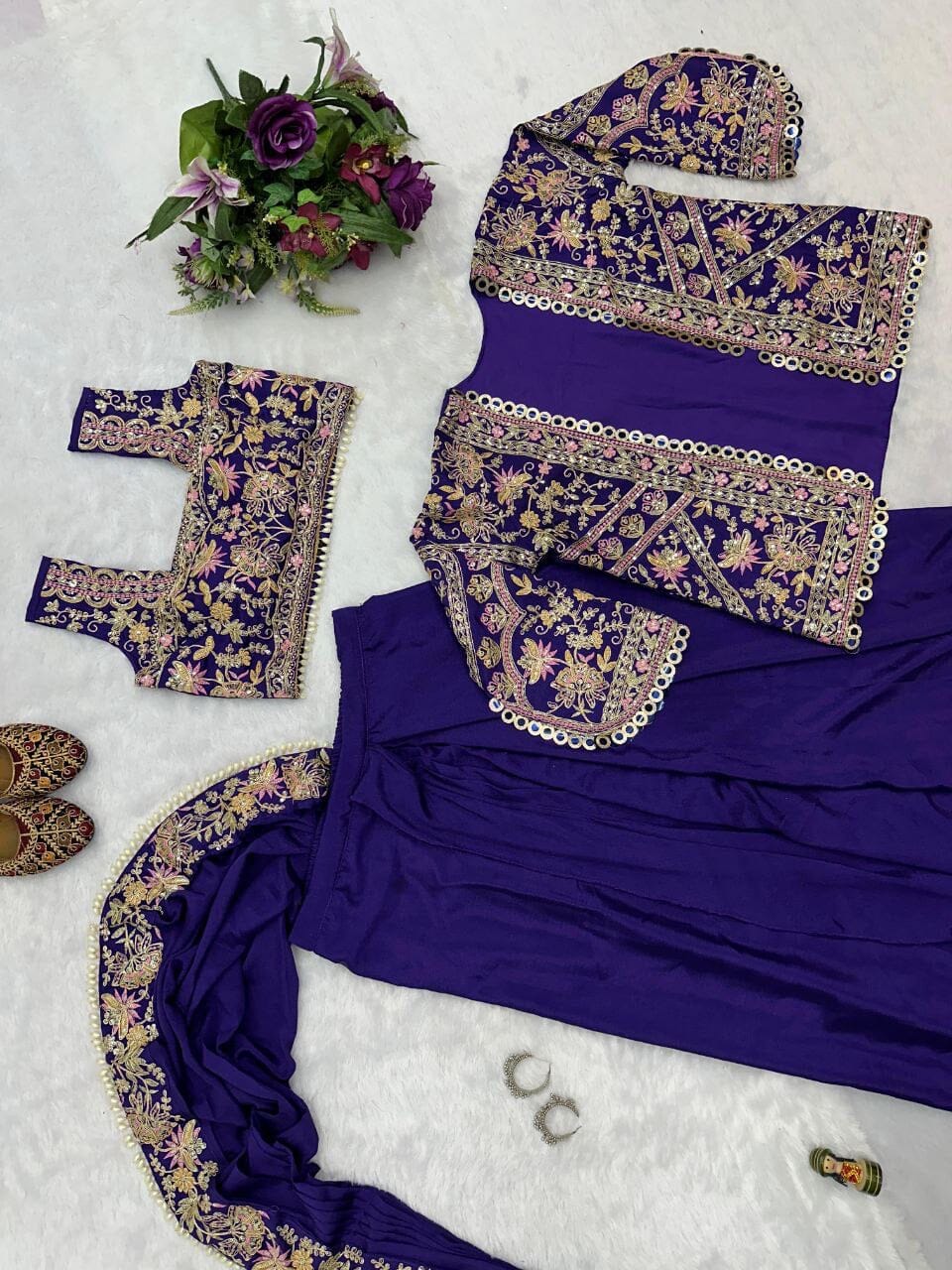 Violet Indo Western Drape Ready to wear Saree with Koti Ready to Wear Saree Shopin Di Apparels 