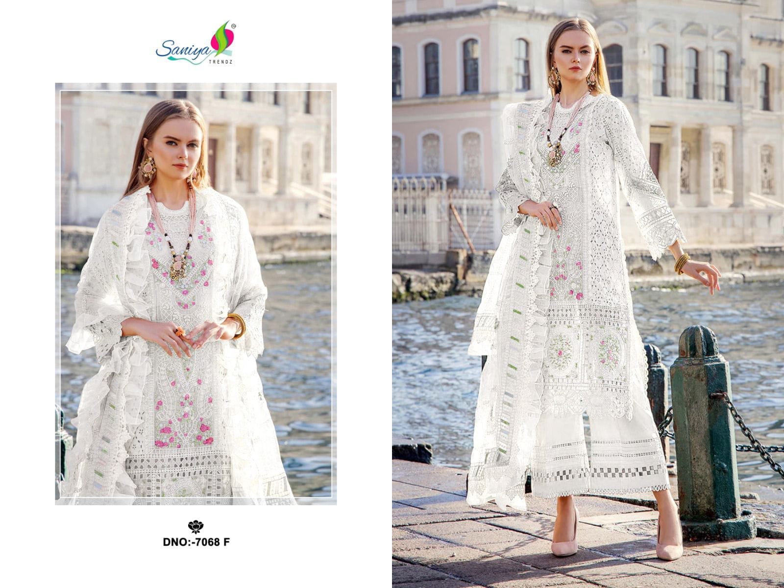 White Maria Chikankari Embroidered Pakistani Straight Cut Cotton Suit Designer Suits Shopin Di Apparels 