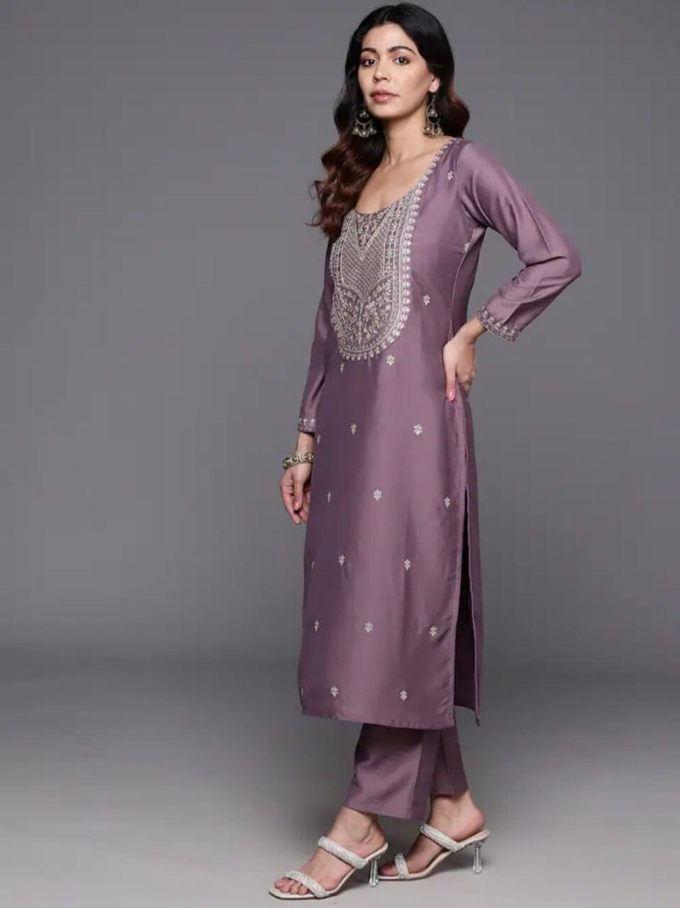 Wine Purple Chanderi Viscose Kurti with Chanderi Dupatta and Pant set Kurti with Bottom and Dupatta Shopin Di Apparels 