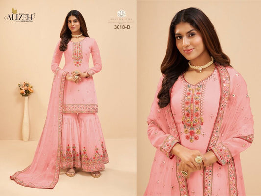 3018 D Heavy Georgette Embroidered Plazzo Suit designer Suits Alizeh 