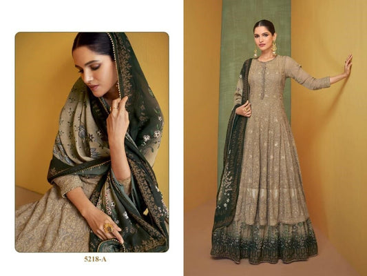 5218 A Heavy Embroidery Glitter Sequence Anarkali Salwar Kameez Designer Suits Shopin Di Apparels 