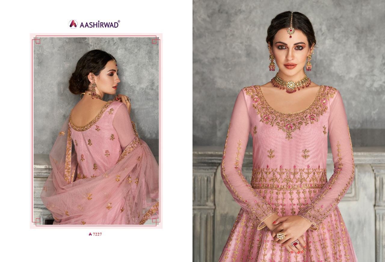 7227 Kaira Net Embroidered Salwar Kameez Designer Anarkali Suit Designer Suits AASHIRWAD 