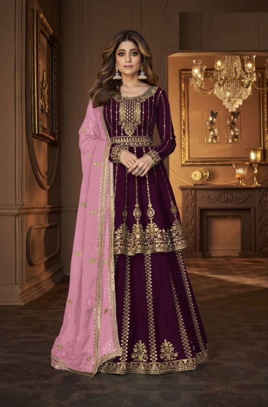 9125 D Niharika Heavy Wedding Wear Georgette Plazzo Suit Designer Suits Shopindiapparels.com 