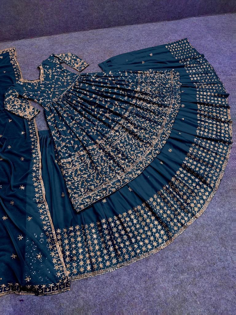 Dark Blue Designer Sequence work Lehenga Fanxy Wear Suit 3pc Lehenga Shopindiapparels.com 