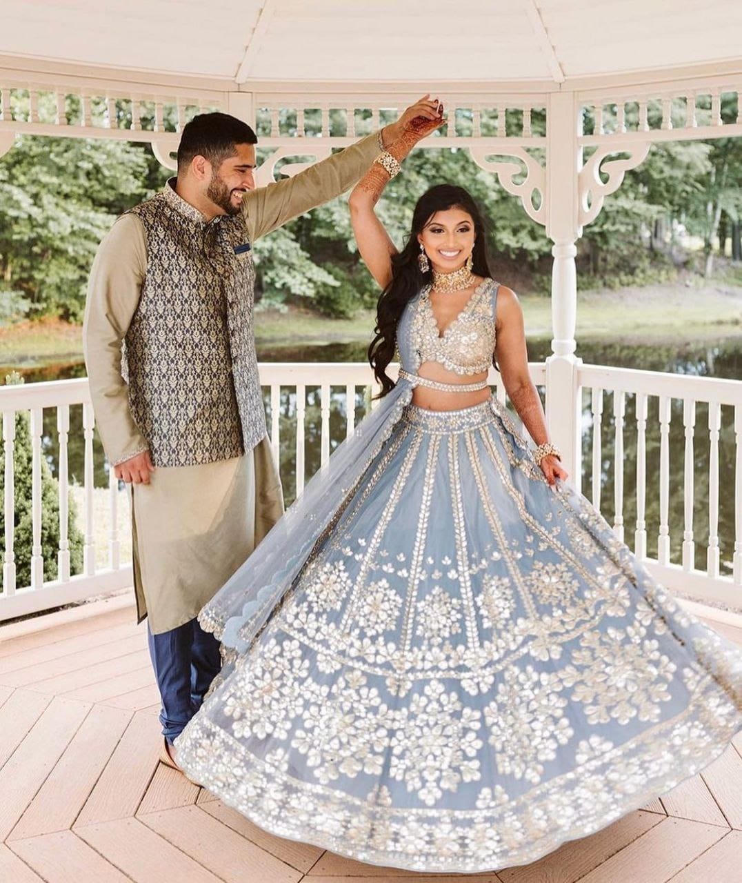 Grey Heavy Net Embroidered Bridal Lehenga 3pc Lehenga Shopindiapparels.com 