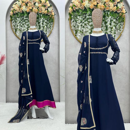 KD 1323 Faux Georgette Designer Gown with Dupatta Gown with Dupatta Shopin Di Apparels 