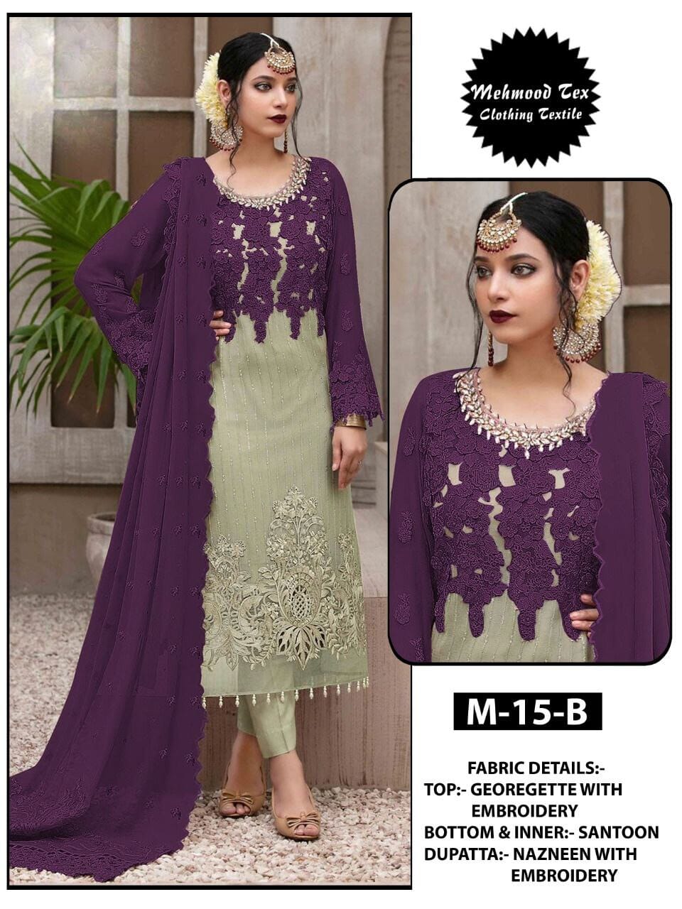 M 15 B Georgette Embroidered Pakistani Suit designers Suits shopindi.sg 