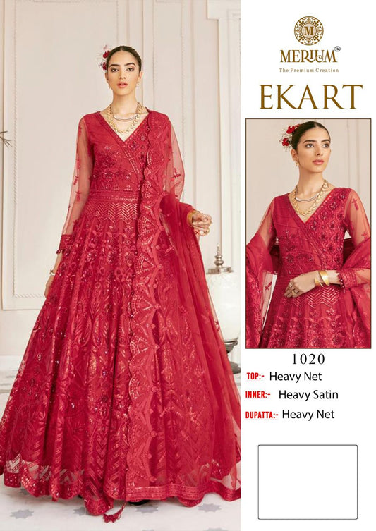 Merium Ekart 1020 Heavy Net Anarkali Suit Designer Suits Shopindiapparels.com 