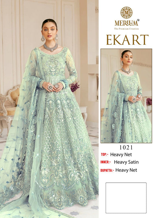 Merium Ekart 1021 Heavy Net Anarkali Suit Designer Suits Shopindiapparels.com 