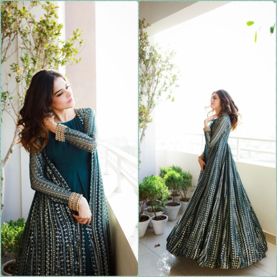 Net Mohini Glamour Heavy Long Embroidered Dress With Koti at Rs 1799 in  Surat