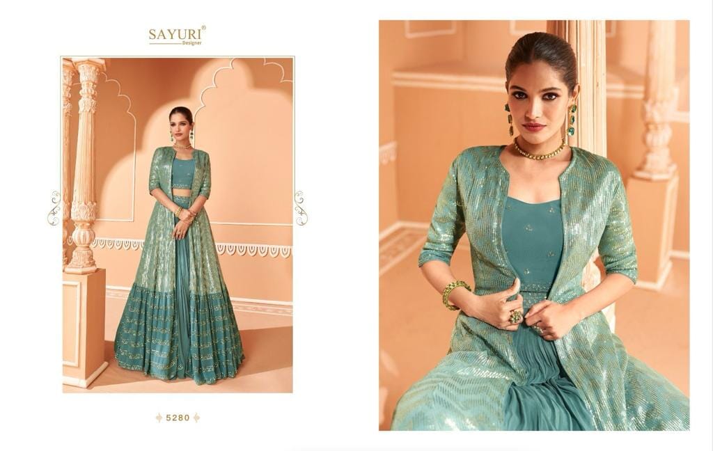 Sayuri 5280 Fancy Chinon Silk Real Georgette Front & Back Embroidered Designer Suit Designer Suits Sayuri 