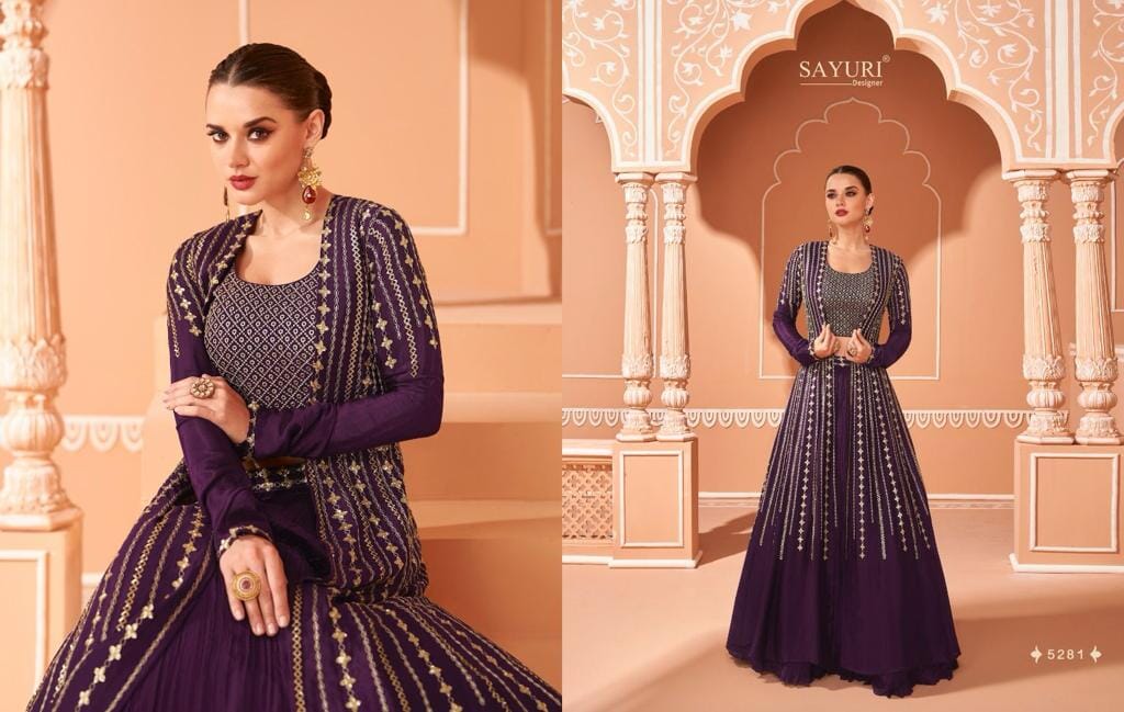 Sayuri 5281 Fancy Chinon Silk Real Georgette Front & Back Embroidered Designer Suit Designer Suits Sayuri 