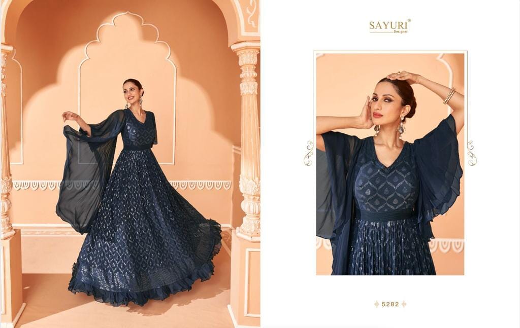 Sayuri 5282 Fancy Chinon Silk Real Georgette Front & Back Embroidered Designer Suit Designer Suits Sayuri 